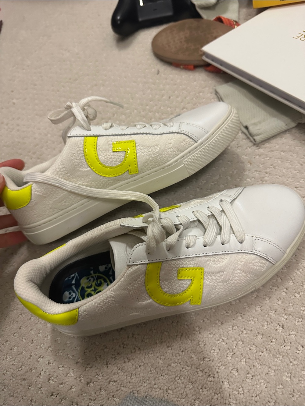 G/FORE White Sneakers with Neon Yellow G Logo